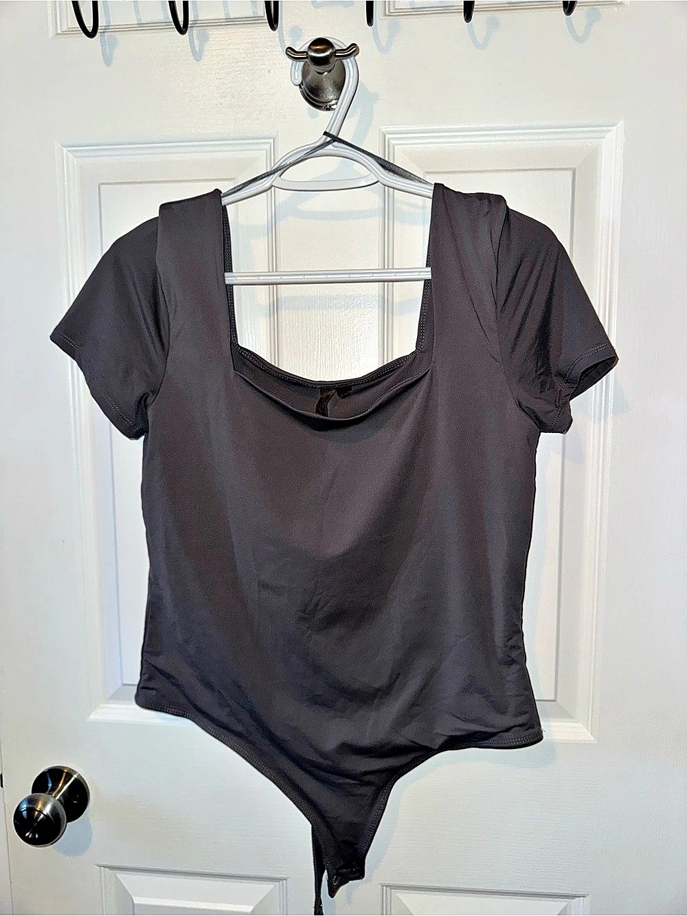 Second Skin Bodysuit Square Neck Black Size XL
